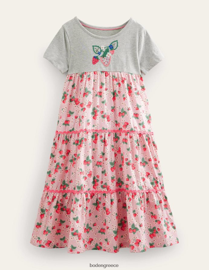 γαλλική ροζ φράουλα είδη ένδυσης φόρεμα με λογότυπο maxi Boden κορίτσια 464PH82912