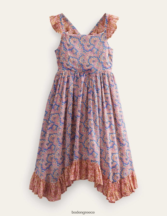 λούπινο και ροδάκινο paisley είδη ένδυσης φόρεμα με μαντήλι Boden κορίτσια 464PH82803