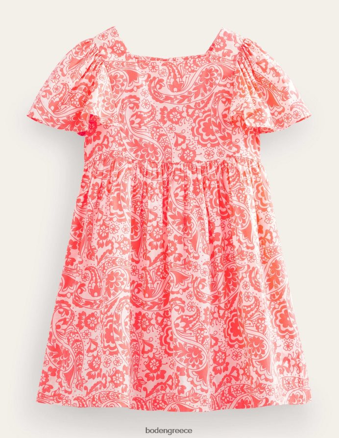 καρπούζι διάτρηση paisley είδη ένδυσης Φόρεμα με εμπριμέ μανίκια Boden κορίτσια 464PH82836