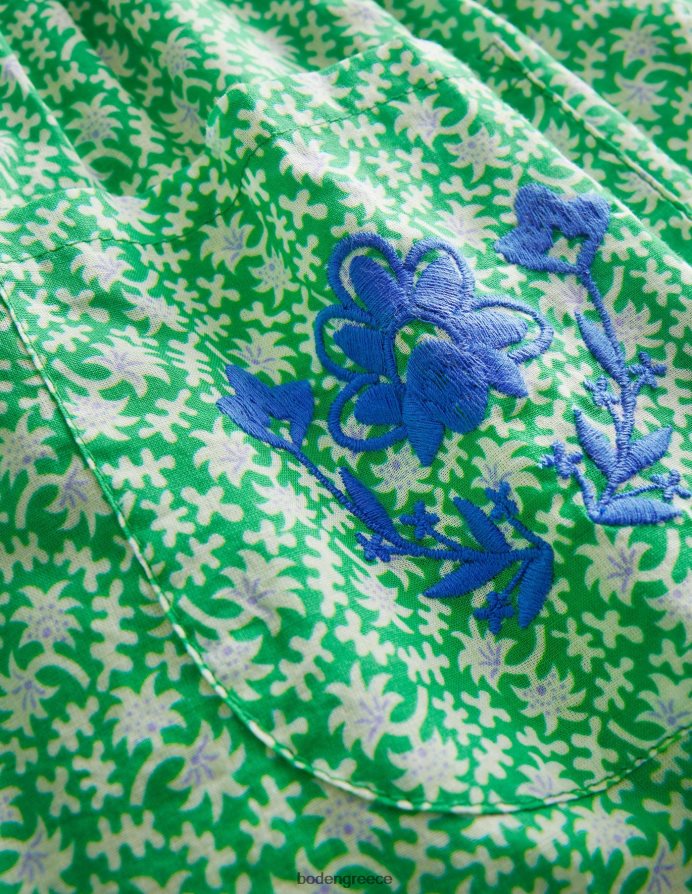 λαμπερή πράσινη άνοιξη είδη ένδυσης φόρεμα με κεντητό pinafore Boden κορίτσια 464PH82785