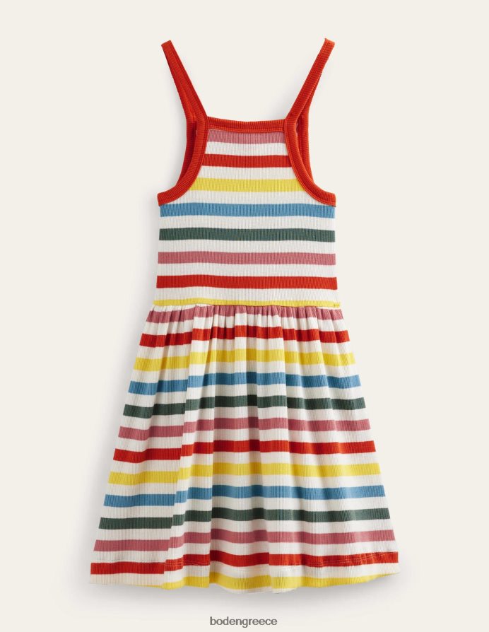 πολλαπλή λωρίδα είδη ένδυσης rib twirly φόρεμα Boden κορίτσια 464PH83014
