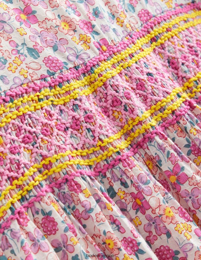 φωτεινό πέταλο λουλουδάτο είδη ένδυσης νοσταλγικό smocked φόρεμα Boden κορίτσια 464PH82817