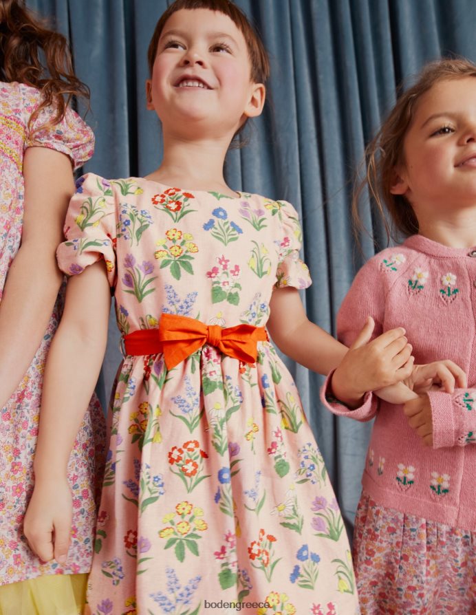 σκονισμένα ροζ λουλούδια είδη ένδυσης vintage φόρεμα παπιγιόν Boden κορίτσια 464PH82875