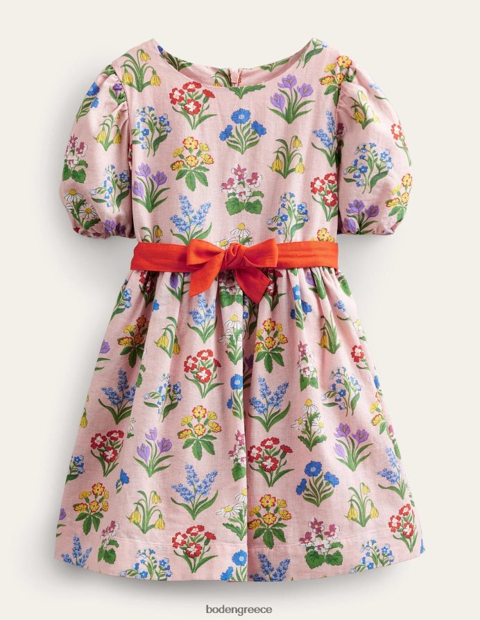 σκονισμένα ροζ λουλούδια είδη ένδυσης vintage φόρεμα παπιγιόν Boden κορίτσια 464PH82875