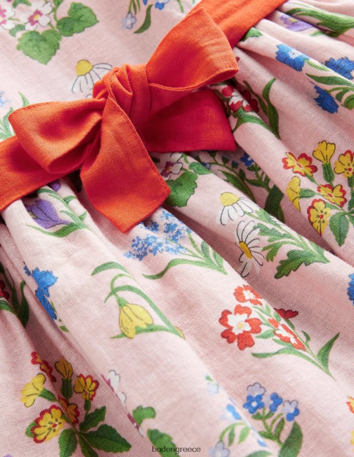 σκονισμένα ροζ λουλούδια είδη ένδυσης vintage φόρεμα παπιγιόν Boden κορίτσια 464PH82875