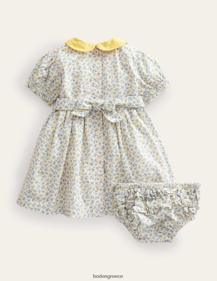 vista μπλε λουλουδάτο είδη ένδυσης καπνιστό νοσταλγικό φόρεμα Boden κορίτσια 464PH83302