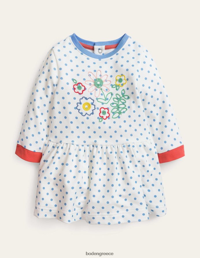 λουλουδάτο λοβό βανίλιας/κηλίδα wren είδη ένδυσης φόρεμα ζέρσεϊ με αλυσίδα Boden κορίτσια 464PH83108