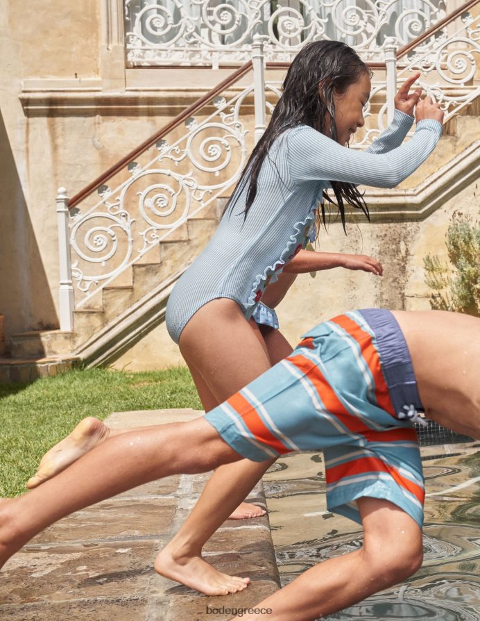 ιβουάρ μπλε ρίγα σανίδα του σερφ είδη ένδυσης κεντητό μαγιό Boden κορίτσια 464PH82799