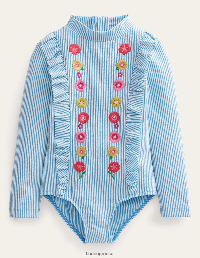 ιβουάρ μπλε ρίγα σανίδα του σερφ είδη ένδυσης κεντητό μαγιό Boden κορίτσια 464PH82799