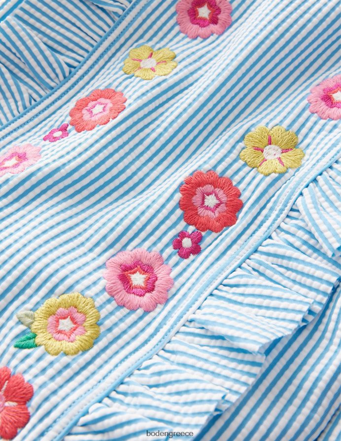 ιβουάρ μπλε ρίγα σανίδα του σερφ είδη ένδυσης κεντητό μαγιό Boden κορίτσια 464PH82799