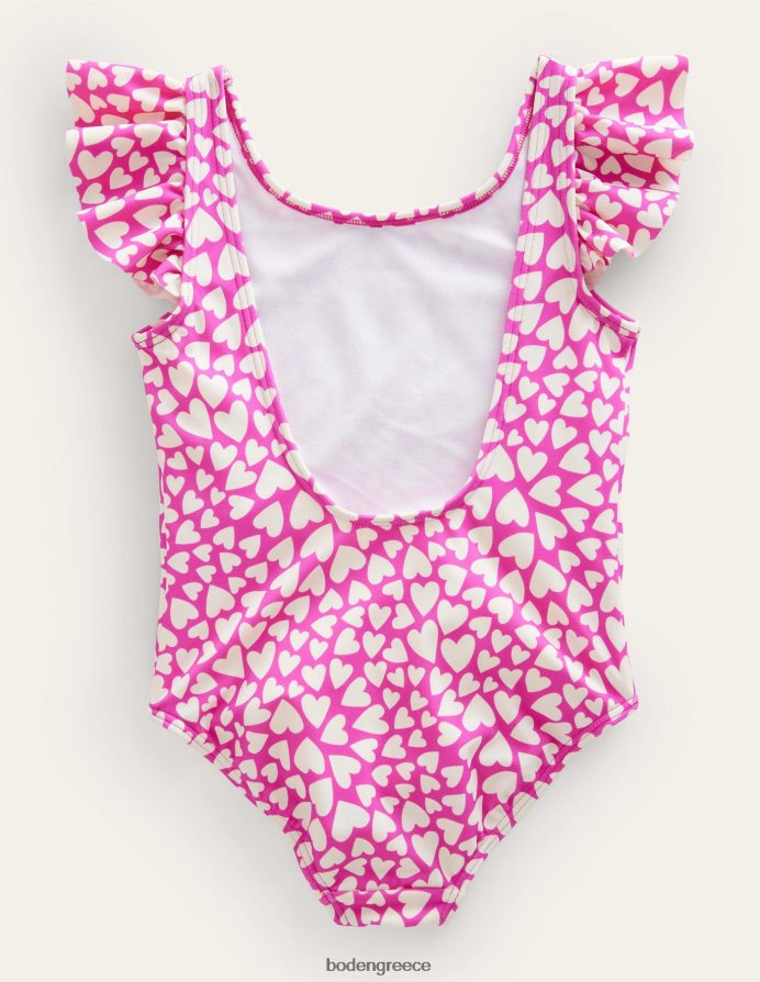 ιβουάρ & συγκλονιστικές ροζ καρδιές είδη ένδυσης μαγιό με φτερωτή μανίκια Boden κορίτσια 464PH82866