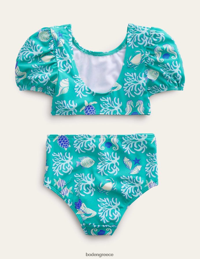 τροπική ανοιξιάτικη λιμνοθάλασσα είδη ένδυσης μπικίνι με φουσκωτό μανίκι Boden κορίτσια 464PH82902