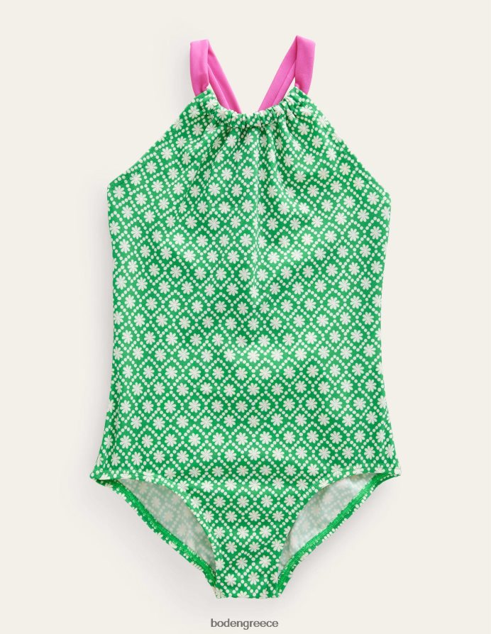 σχολείο ελεφαντόδοντο πράσινο μαργαρίτα τελεία είδη ένδυσης μαγιό με θηλιά Boden κορίτσια 464PH82998