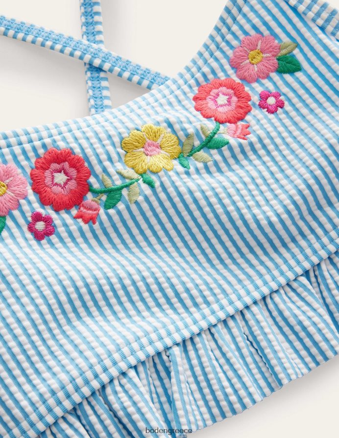 ιβουάρ και μπλε ρίγα σανίδα του σερφ είδη ένδυσης κεντητό μπικίνι Boden κορίτσια 464PH83089