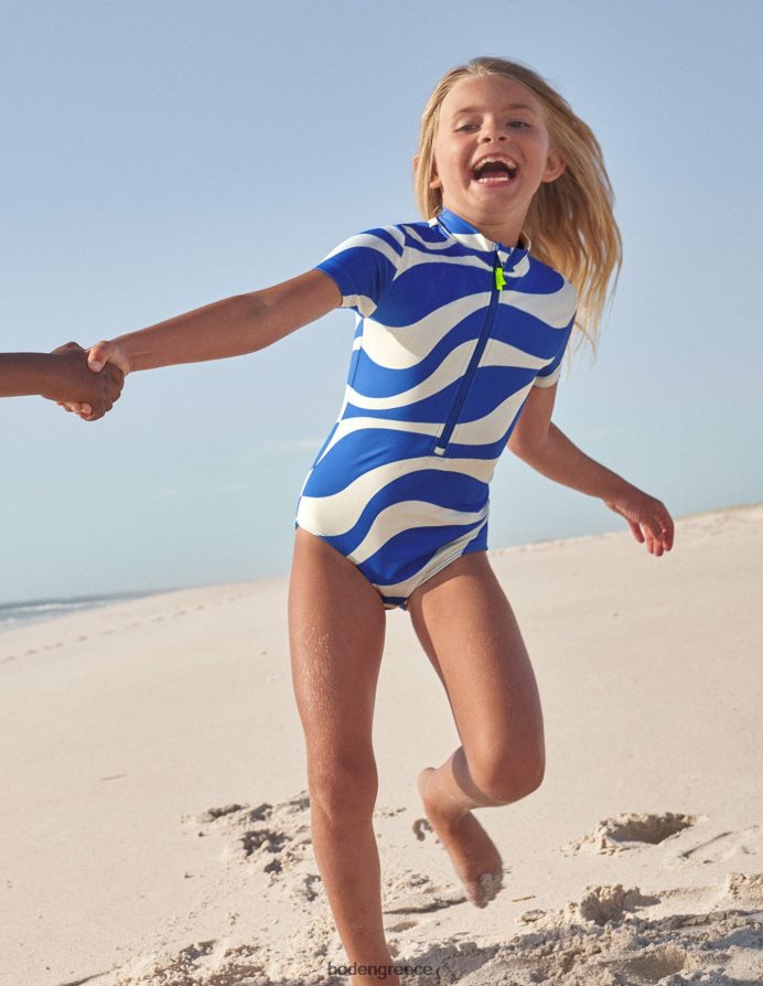 ιβουάρ και καμπάνα μπλε κύμα είδη ένδυσης κοντομάνικο μαγιό Boden κορίτσια 464PH83212