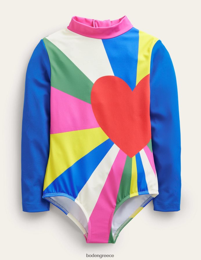 πολυ είδη ένδυσης εμπριμέ μακρυμάνικο μαγιό Boden κορίτσια 464PH83295