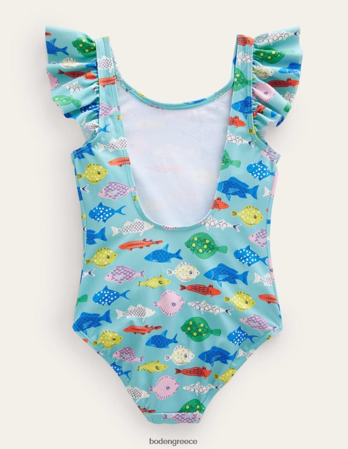 aqua sea multi fish είδη ένδυσης μαγιό με φτερωτή μανίκια Boden κορίτσια 464PH82893