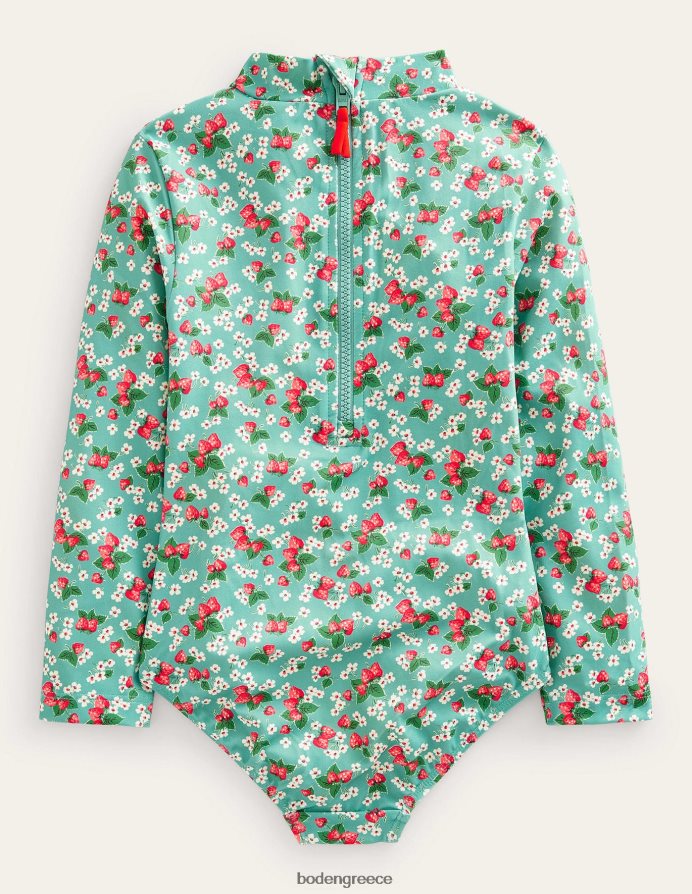 aqua sea strawberry ditsy είδη ένδυσης μαγιό με μακρυμάνικο στάμπα Boden κορίτσια 464PH83240