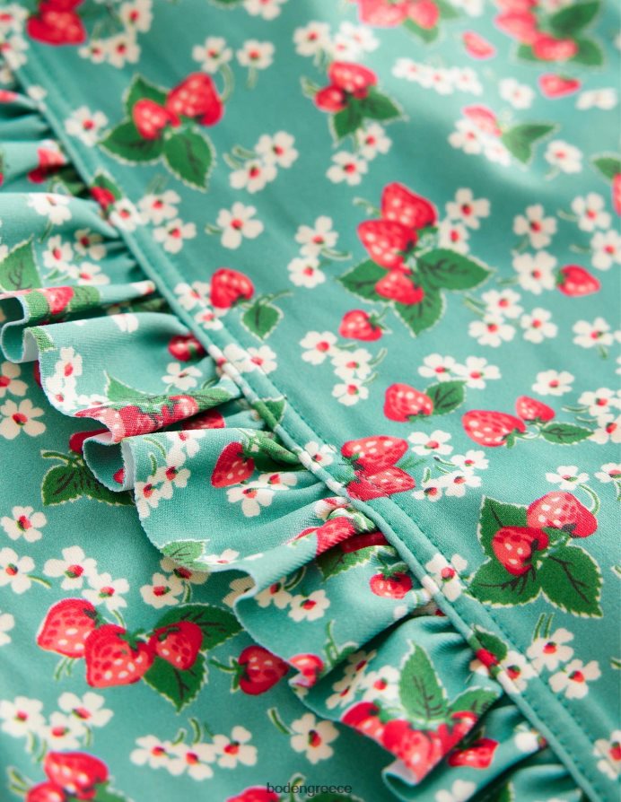 aqua sea strawberry ditsy είδη ένδυσης μαγιό με μακρυμάνικο στάμπα Boden κορίτσια 464PH83240