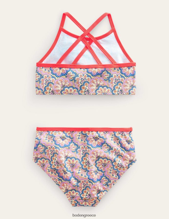 λούπινο και ροδάκινο paisley είδη ένδυσης μπικίνι με ψηλό λαιμό Boden κορίτσια 464PH82659
