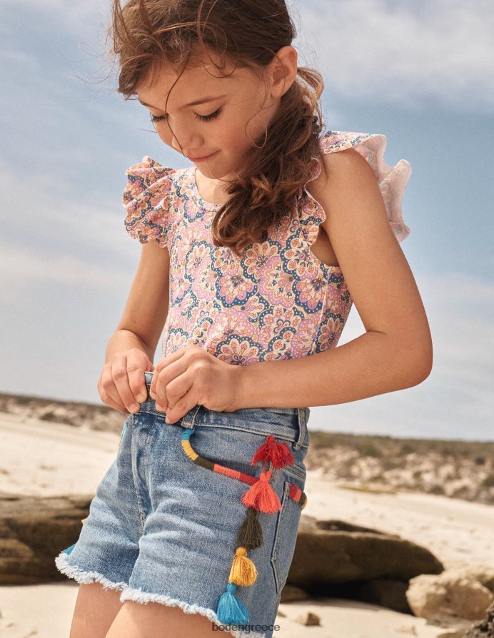 Σορμπέ ροδάκινο λούπινο paisley είδη ένδυσης μαγιό με φτερωτή μανίκια Boden κορίτσια 464PH82840