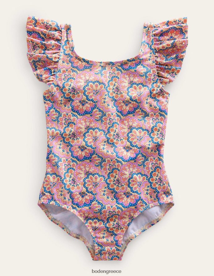 Σορμπέ ροδάκινο λούπινο paisley είδη ένδυσης μαγιό με φτερωτή μανίκια Boden κορίτσια 464PH82840