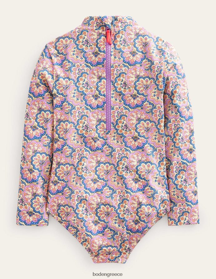 λούπινο και σορμπέ ροδάκινο paisley είδη ένδυσης μαγιό με μακριά μανίκια Boden κορίτσια 464PH83222