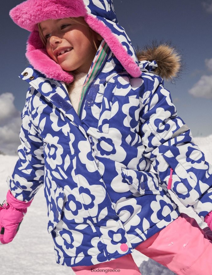 ιβουάρ/μπλε μπλε φλοράλ είδη ένδυσης αδιάβροχο μπουφάν παντός καιρού Boden κορίτσια 464PH82805