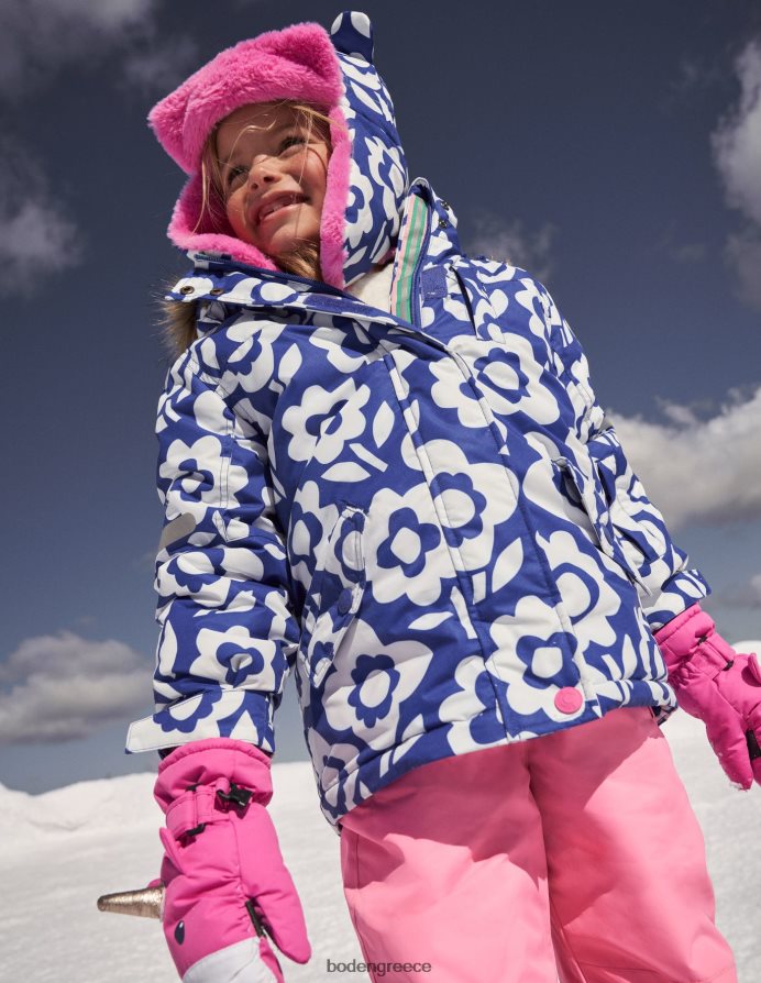 ιβουάρ/μπλε μπλε φλοράλ είδη ένδυσης αδιάβροχο μπουφάν παντός καιρού Boden κορίτσια 464PH82805