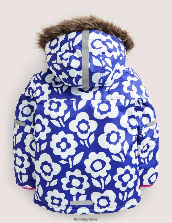 ιβουάρ/μπλε μπλε φλοράλ είδη ένδυσης αδιάβροχο μπουφάν παντός καιρού Boden κορίτσια 464PH82805