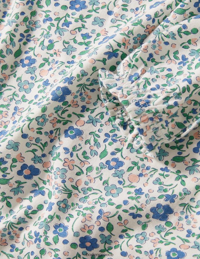 ιβουάρ/μπλε ditsy floral είδη ένδυσης εμπριμέ μακρυμάνικο νυχτικό Boden κορίτσια 464PH82935