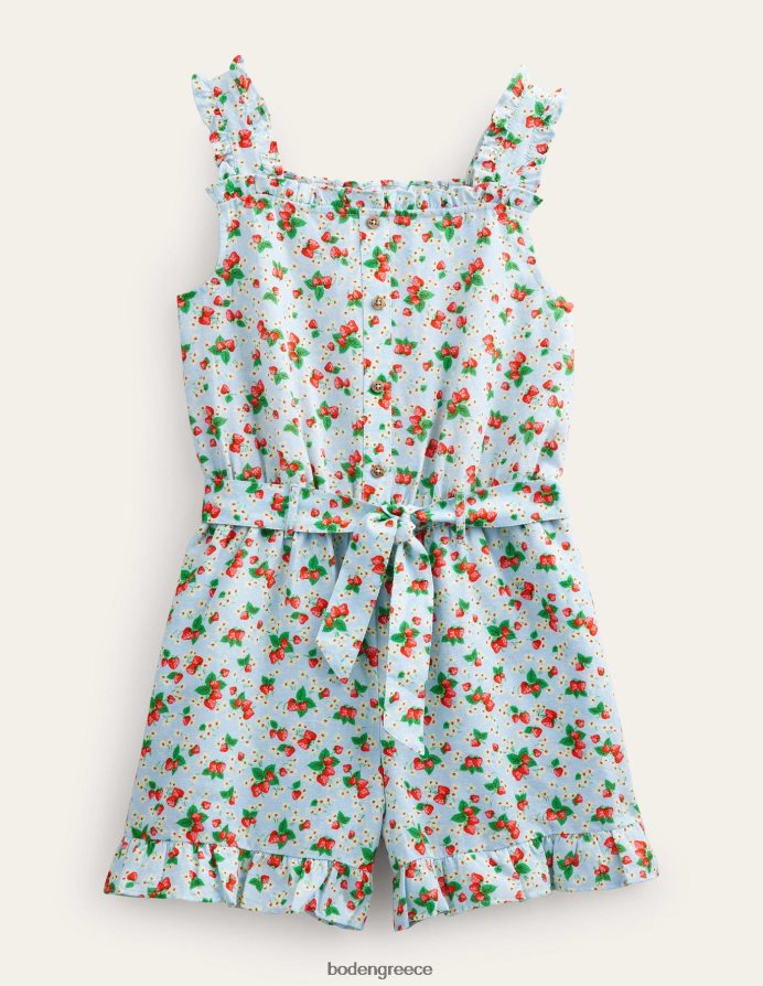 σερφ φράουλα ditsy είδη ένδυσης λινό-βαμβακερό βολάν playsuit Boden κορίτσια 464PH83234