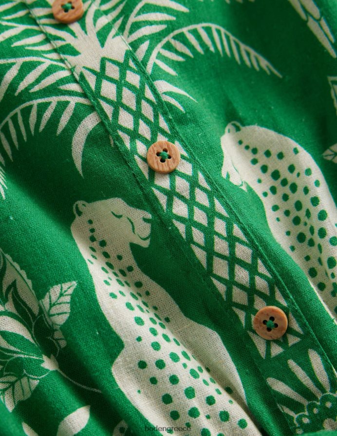 πλούσια σμαραγδένια Γκόα είδη ένδυσης λινό-βαμβακερό βολάν playsuit Boden κορίτσια 464PH82754