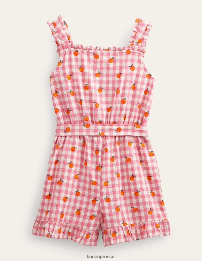 αζαλέα και ελεφαντόδοντο τζίντζαμ είδη ένδυσης λινό-βαμβακερό βολάν playsuit Boden κορίτσια 464PH82787