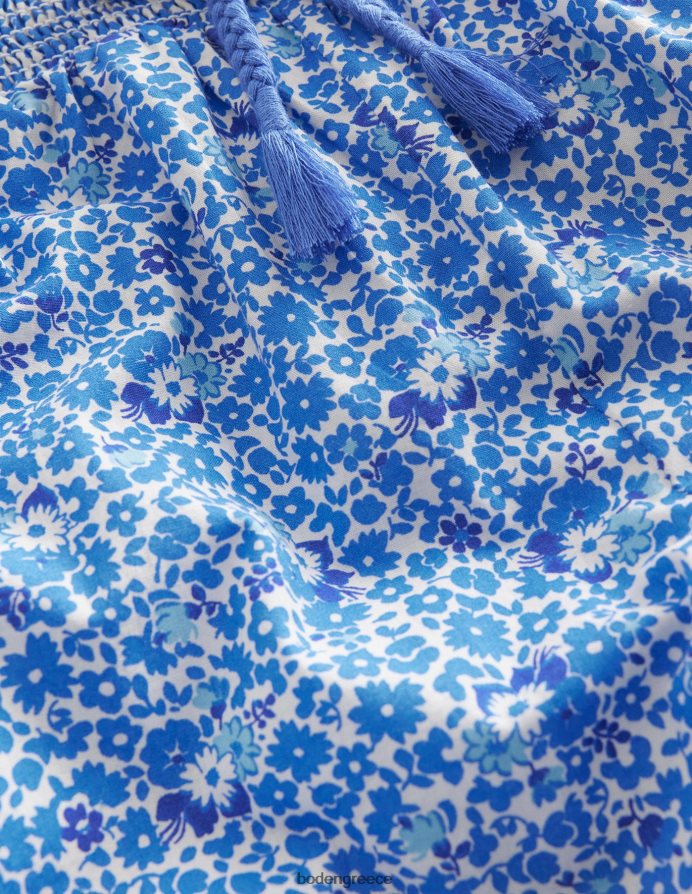 μπλε και aqua ditsy λουλουδάτο είδη ένδυσης παντελόνι διακοπών με μανσέτες Boden κορίτσια 464PH82631