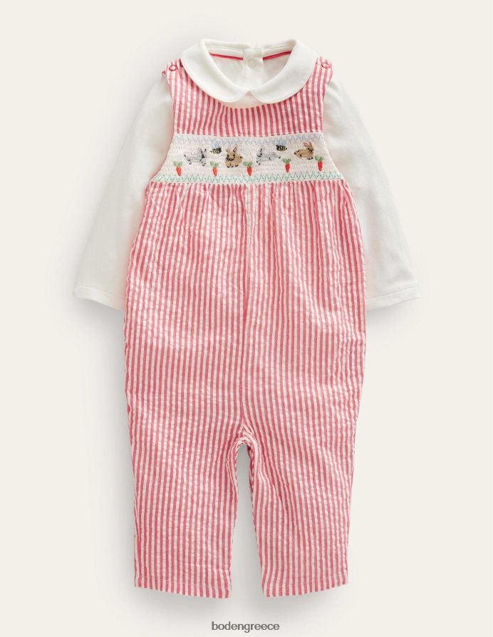 μαρμελάδα/ιβουάρ τικ είδη ένδυσης σετ smocked dungaree Boden κορίτσια 464PH83015