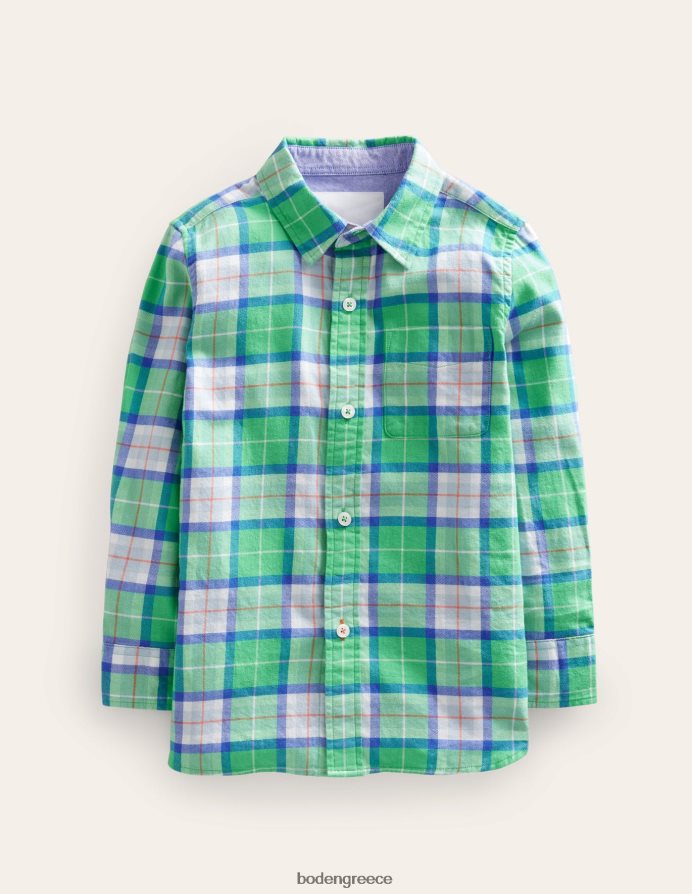 μαλακό πράσινο έλεγχο είδη ένδυσης casual twill πουκάμισο Boden κορίτσια 464PH83129