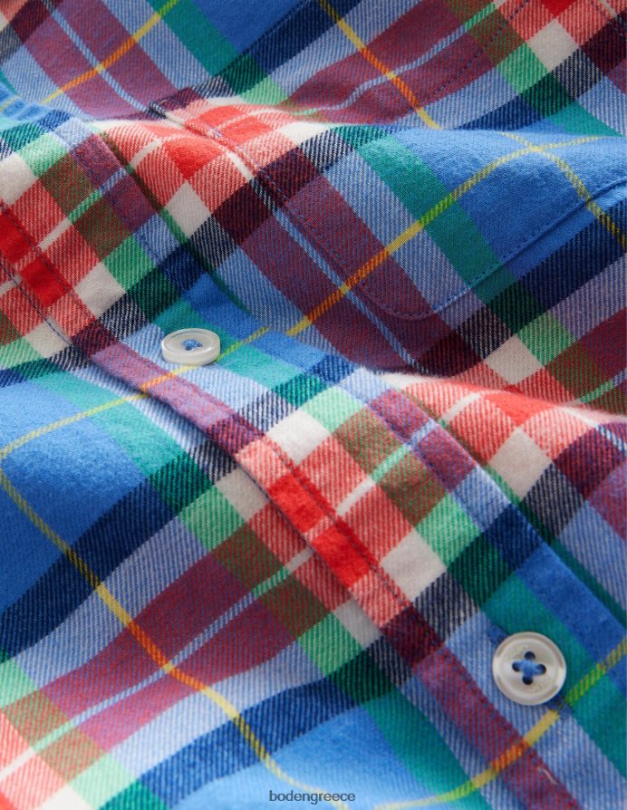 μπλε/πορτοκαλί επιταγή είδη ένδυσης casual twill πουκάμισο Boden κορίτσια 464PH83169