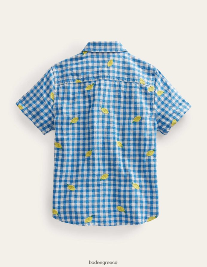 μπλε επιταγή λεμόνι είδη ένδυσης πουκάμισο gingham λεμόνι Boden κορίτσια 464PH83016