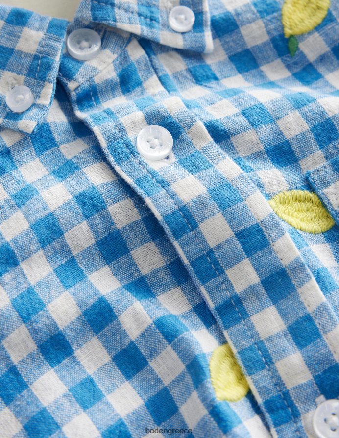 μπλε επιταγή λεμόνι είδη ένδυσης πουκάμισο gingham λεμόνι Boden κορίτσια 464PH83016