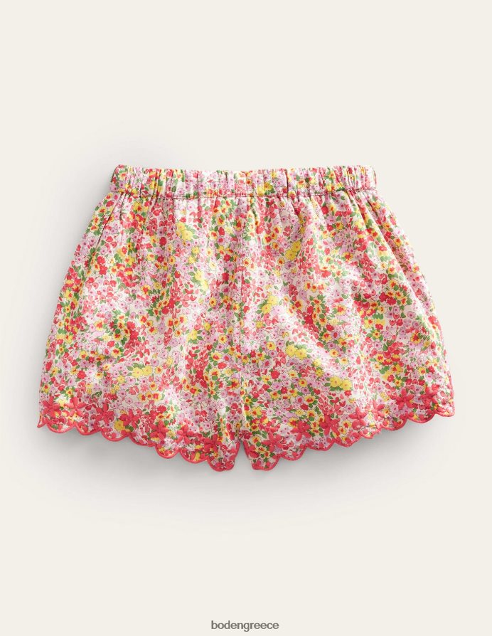 ροδάκινο μπουνιά φλοράλ είδη ένδυσης κεντητό σορτς Boden κορίτσια 464PH83144