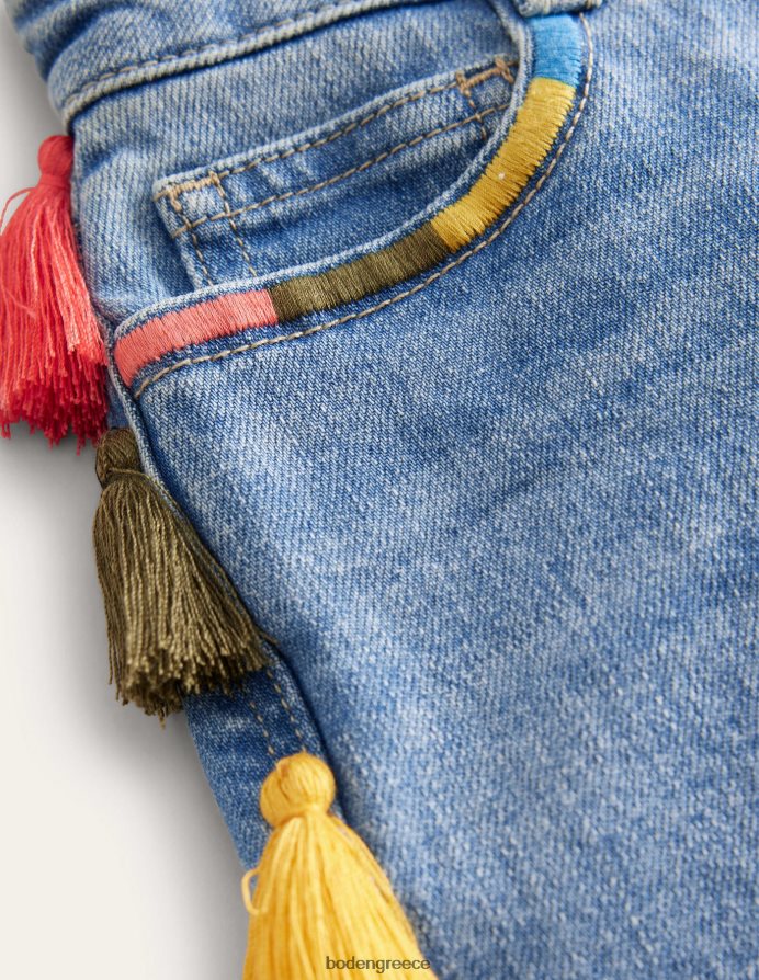 ελαφρύ vintage πλύσιμο είδη ένδυσης τζιν σορτς με φούντα Boden κορίτσια 464PH82750