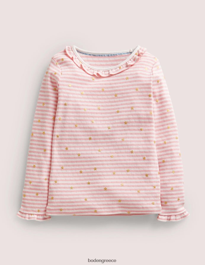 ιβουάρ/ροζ καμέο είδη ένδυσης αστραφτερό βολάν πουέντ τοπ Boden κορίτσια 464PH82745