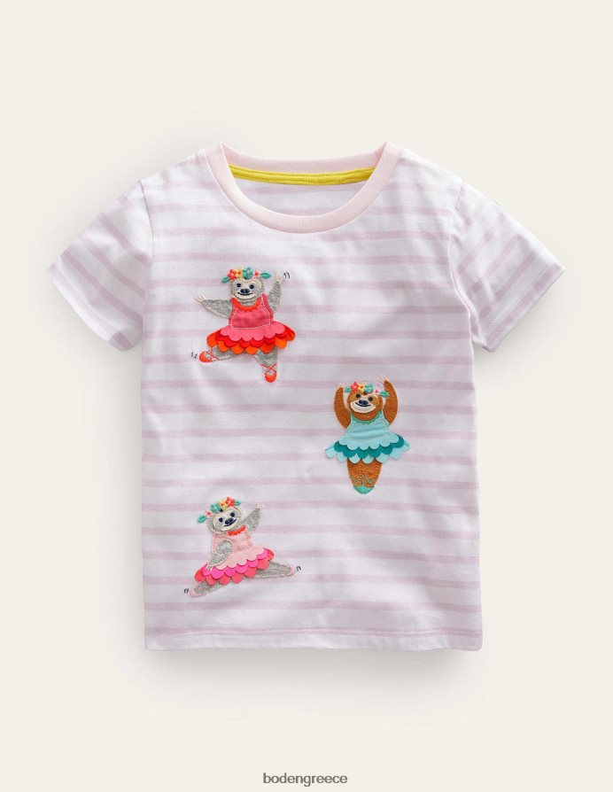 ιβουάρ/σκονισμένες ροζ μπαλαρίνες είδη ένδυσης φτερούγισμα μπλουζάκι Boden κορίτσια 464PH82823