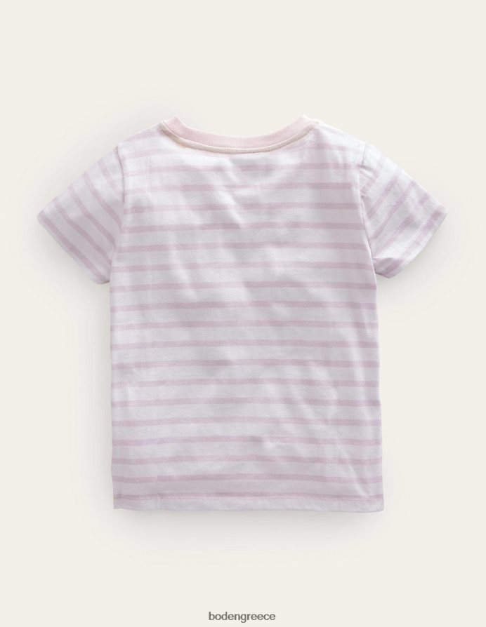 ιβουάρ/σκονισμένες ροζ μπαλαρίνες είδη ένδυσης φτερούγισμα μπλουζάκι Boden κορίτσια 464PH82823