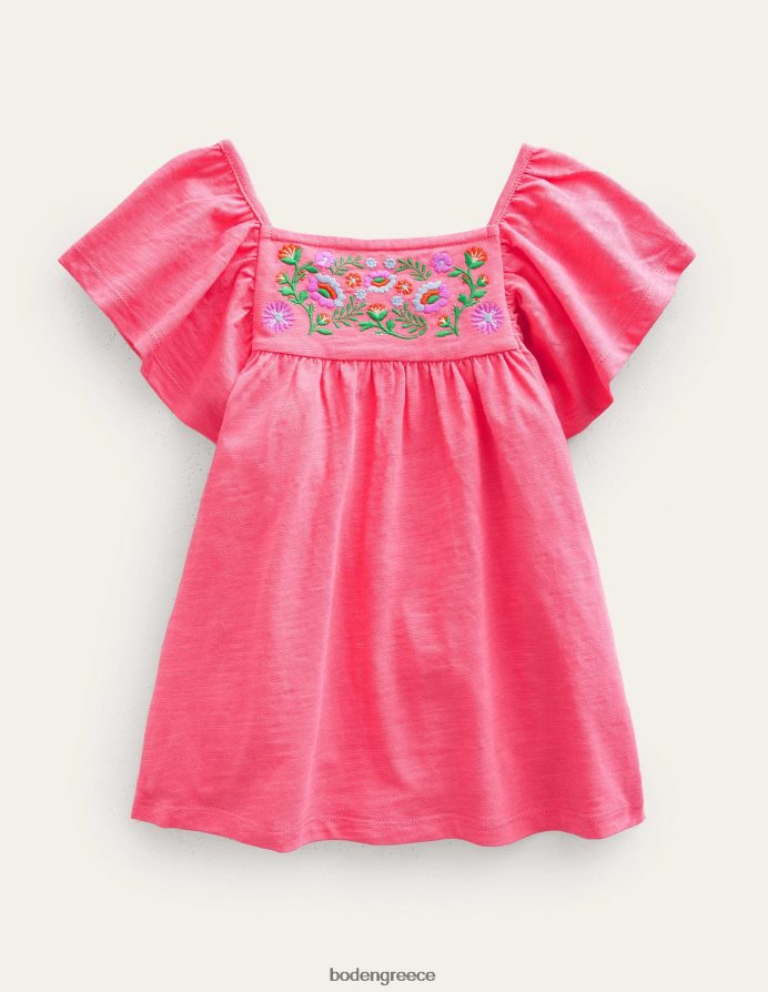 ροζ γλειφιτζούρι είδη ένδυσης κεντητό μπλουζάκι Boden κορίτσια 464PH82856