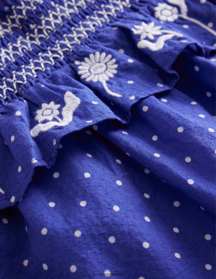 μπλε και ιβουάρ σημείο καρφίτσας είδη ένδυσης κεντητό τοπ Boden κορίτσια 464PH82867