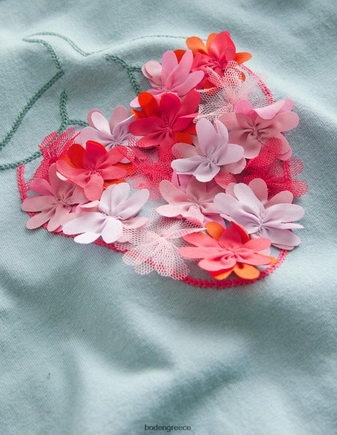 τουρμαλίνη μπλε φράουλα είδη ένδυσης κεντητό φλουτερ τοπ Boden κορίτσια 464PH82887