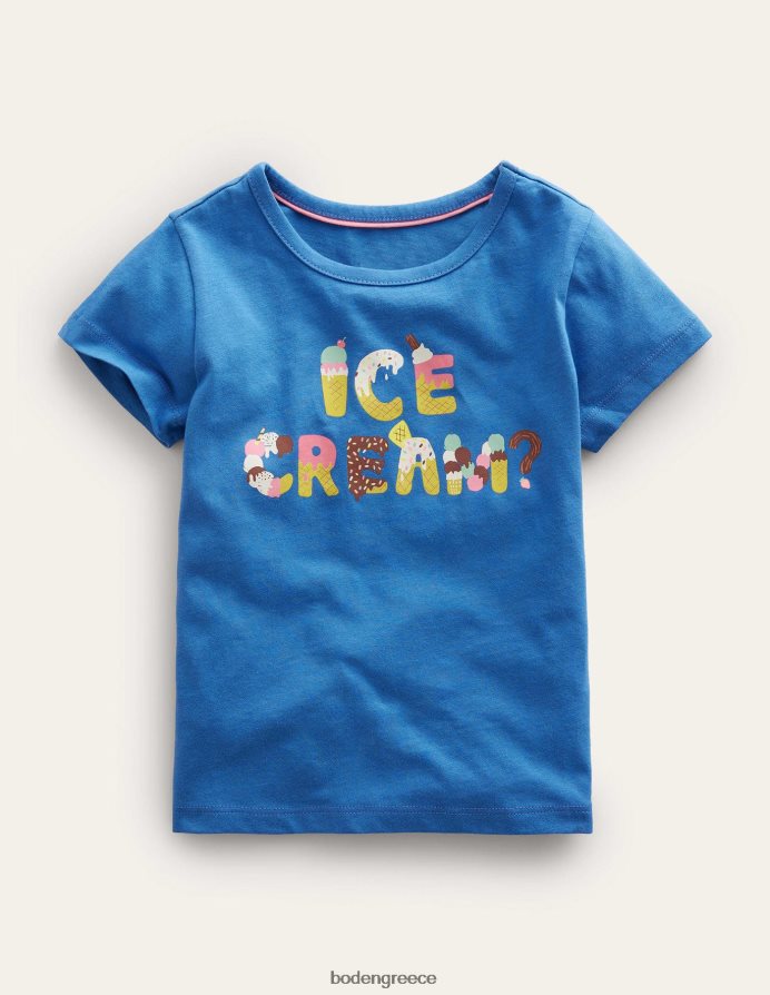 παγωτό μπλε ντελφτ είδη ένδυσης εμπριμέ γραφικό μπλουζάκι Boden κορίτσια 464PH82915