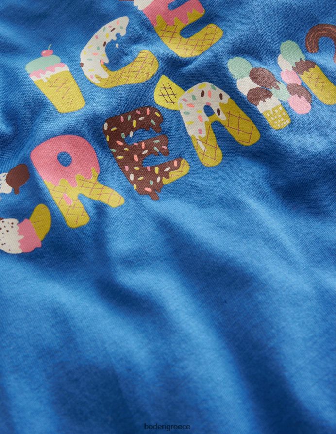 παγωτό μπλε ντελφτ είδη ένδυσης εμπριμέ γραφικό μπλουζάκι Boden κορίτσια 464PH82915